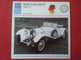 FICHA TÉCNICA DATA TECNICAL SHEET FICHE TECHNIQUE AUTO COCHE CAR VOITURE 1927 1930 MERCEDES BENZ TIPO S GERMANY ALEMANIA - Voitures