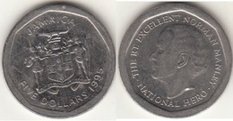 Giamaica 5 Dollars 1995 Coat Of Arms KM#163 - Used - Jamaique