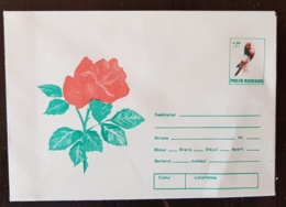 ROUMANIE Roses, Rose, Rosa, Oiseaux, Entier Postal Neuf émis En 1990 - Rozen