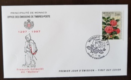 MONACO Roses, Rose, Rosa,Yvert N° 2078 FDC Premier Jour. - Rosas