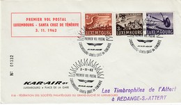 LUXEMBURG 1962 - MiNr:404-406 Erstflugbeleg Nach Teneriffa. - Briefe U. Dokumente