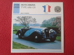 FICHA TÉCNICA DATA TECNICAL SHEET FICHE TECHNIQUE AUTO COCHE CAR VOITURE 1936 1939 HOTCHKISS TYPE 686 GS FRANCIA FRANCE - Auto's