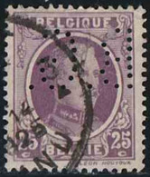 Belgique 1921 Yv. N°198 - 25c Violet - Perforé - Oblitéré - 1909-34