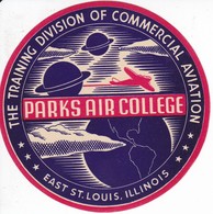 ANTIGUA ETIQUETA DE LA COMPAÑIA AEREA PARKS AIR COLLEGE  (AVION-PLANE) ILLINOIS - Baggage Etiketten