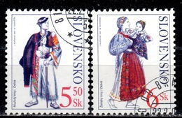 SK+ Slowakei 2001 Mi 387 388-89 Eiskunstlauf-EM, Trachten - Used Stamps