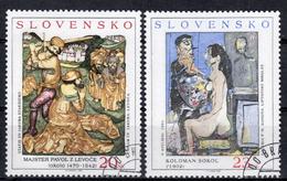 SK+ Slowakei 2002 Mi 441-42 443 Gemälde, Tag Der Briefmarke - Usati