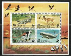 UGANDA 1977 FAUNA WWF ANIMALS WILDLIFE NATURE ANIMALI NATURA BLOCK SHEET BLOCCO FOGLIETTO BLOC FEUILLET MNH - Oeganda (1962-...)