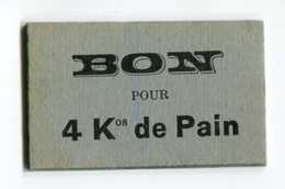 Jeton Carton - Monnaie De Nécessité "Bon Pour 4kgs De Pain / Einville-au-Jard (Meurthe Et Moselle)" Emergency Token - Monetary / Of Necessity