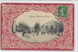 95 GROSLAY . La Place De La Mairie Très Animée , Dentelle Sur Carte , édit : Roos , écrite En 1913 , état Extra - Groslay