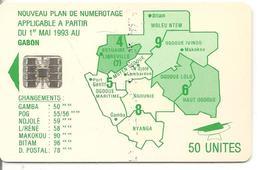 CARTE-PUCE-GABON-50U-SC7- CARTE-VERT -PLAN NUMEROTAGE-V° AVEC N°Rge C35141482-TBE - Gabun