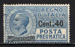 ITALIA REGNO - 1925 - POSTA PNEUMATICA - EFFIGIE DEL RE VITTORIO EMANUELE III - SOVRASTAMPATO 40 CENT SU 30 - USATO - Rohrpost