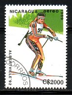 NICARAGUA. PA 1297 Oblitéré De 1989. Biathlon Aux J.O. D'Albertville. - Hiver