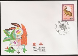 Macau Macao Chine Cover FDC 1995 - Ciclo Lunar Coelho - Chinese Lunar Calendar Rabbit - MNH/Neuf - FDC