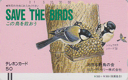 TC Ancienne JAPON / 110-14084 - Série 1 SAVE THE BIRDS 14/60 - OISEAU MESANGE - BIRD JAPAN Front Bar Phonecard - Sperlingsvögel & Singvögel