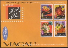 Macau Macao Chine Cover FDC 1996 - Brinquedos Tradicionais Chineses - Traditional Chinese Toys - MNH/Neuf - FDC