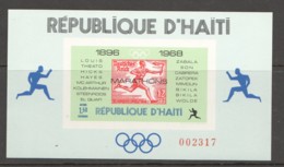 1969  Champions Du Marathon Olympique  Bloc Feuillet 1,50G Non-dentelé - Haiti