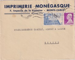 MONACO  1947 LETTRE DE MONTE-CARLO - Briefe U. Dokumente