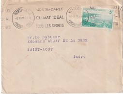 MONACO 1949 LETTRE DE MONTE CARLO - Storia Postale