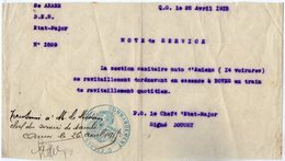 VP13.144 - MILITARIA - Guerre 14 / 18 - PARIS X BOVES 1915 - 2è Armée Etat Major - Note De Service - Documentos
