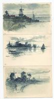 Pays Bas - Holland - Ameide Moulin Lot 3 Cpa Illustrée - Altri & Non Classificati