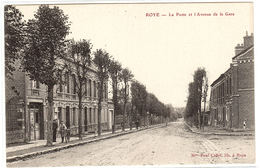 Delcampe - ROYE (80) - La Poste Et L'Avenue De La Gare - Ed. Lib. Paul Caffet, Roye - Roye