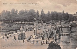 1517 "TORINO-PONTE MONUMENTALE  UMBERO I  CON LE DECORAZIONI-TRAM AUTO CARROZZA-BARCHE" CART. POST. ILL. ORIG. NON SPED. - Ponts