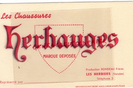 85- LES HERBIERS- RARE BUVARD RONDEAU FRERES -MANUFACTURE CHAUSSURES HERBAUGES-IMPRIMERIE MARCEL SCHMITT BELFORT - Shoes