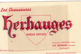85- LES HERBIERS- RARE BUVARD RONDEAU FRERES -MANUFACTURE CHAUSSURES HERBAUGES-IMPRIMERIE MARCEL SCHMITT BELFORT - Chaussures