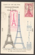 1939 -  50ans Tour Eiffel   Yv 429   Carte Du Comité Des Fêtes - 1930-1939