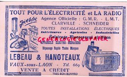 02- VAUX SOUS LAON- BUVARD LEBEAU & HANOTEAUX- ELECTRICTE RADIO- CLARVILLE SCHNEIDER-NEON-TSF-ASPIRATEUR - Electricity & Gas