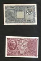 ITALIA - 5 & 10 LIRE  (Decr. 23/11/1944 - Firme: Bolaffi / Simoneschi / Giovinco) - LUOGOTENENZA - Lotto Di 2 Banconote - Italia – 10 Lire