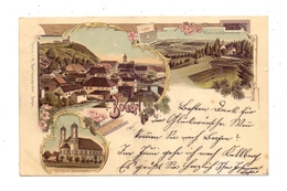 8443 BOGEN, Lithographie 1902, Klause Auf Dem Bogenberge, Kirche In Oberalteich, Gesamtansicht - Straubing