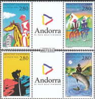 Andorra - Französische Post 468-471 Dreierstreifen (kompl.Ausg.) Postfrisch 1994 Sport - Unused Stamps