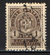 ITALIA LUOGOTENENZA - 1946 - 1 LRA - USATO - Servicio Privado Autorizado