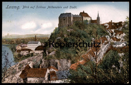 ALTE POSTKARTE LEISNIG BLICK AUF SCHLOSS MILDENSTEIN UND STADT Castle Chateau Freiberger Mulde Ansichtskarte Postcard - Leisnig