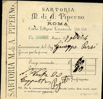 24 ROMA 1894 FATTURA SARTORIA M.DI A. PIPERNO CORSO VITTORIO 156 - Italië