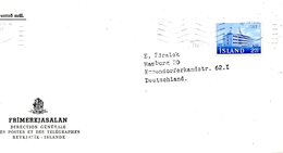 ISLANDE. N°316 De 1962 Sur Enveloppe Ayant Circulé. Institut De Productivité. - Covers & Documents