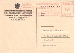 4427 WIEN 68 Drucksache Rote Stempel 6 8 1963 Pensionsversicherungsanstalt Der Gewerlichen Wirtschaft Nach Frankreich - Covers & Documents