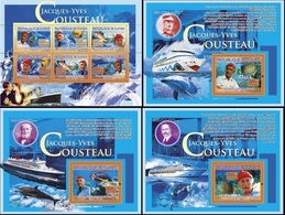 Guinea 2007, J. Custeau, Ships, Dolphins, 6val In BF +3BF - Tauchen