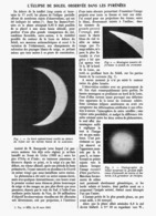 L'ECLIPSE DE SOLEIL Du 17 AVRIL OBSERVEE DANS LES PYRENEES  1912 - Sterrenkunde