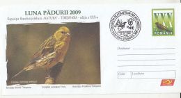 7008FM- EUROPEAN SERIN, BIRDS, COVER STATIONERY, 2009, ROMANIA - Sparrows