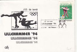 7018FM- FIGURE SKATING, SPEED SKATING, LILLEHAMMER'94 WINTER OLYMPIC GAMES, SPECIAL COVER, 1994, ROMANIA - Winter 1994: Lillehammer