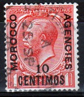 Morocco Agencies 1914 George V 10 Cent On 1d Scarlet Single Stamp. - Morocco Agencies / Tangier (...-1958)