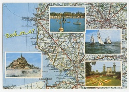 {79789} Côte D' Emeraude , Carte Et Multivues ; Granville , Mont Saint Michel , Avranches , Voiliers En Course - Cartes Géographiques