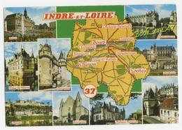 {79793} 37 Indre Et Loire , Carte Et Multivues ; Chenonceau , Tours , Langeais , Amboise , Bourgueil , Loches , Chinon - Cartes Géographiques