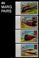 UPPER VOLTA 1979 Rowland Hill Stamps On Stamps Railway MARG.IMPERF.PAIRS:4 - Rowland Hill