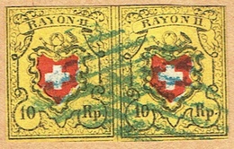 PAIRE 1850 RAYON II TIMBRES OBLITERES C/S.B.K. Nr:16II. Y&TELLIER Nr:15. MICHEL Nr:8II. - 1843-1852 Timbres Cantonaux Et  Fédéraux