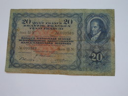 Assez RARE  !!!   20 Frs Suisse 1944 - Banque National SUISSE   **** EN ACHAT IMMEDIAT **** - Schweiz