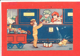 ENFANT Cpa Animée Train Sur Le Quai De Gare Illustrée Par BORRIS Margret    0320 Amag - Boriss, Margret