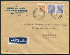 1950 Turkey Government Ministry Airmail Cover Ankara -  Argus Press Agency, Geneva Switzerland - Brieven En Documenten